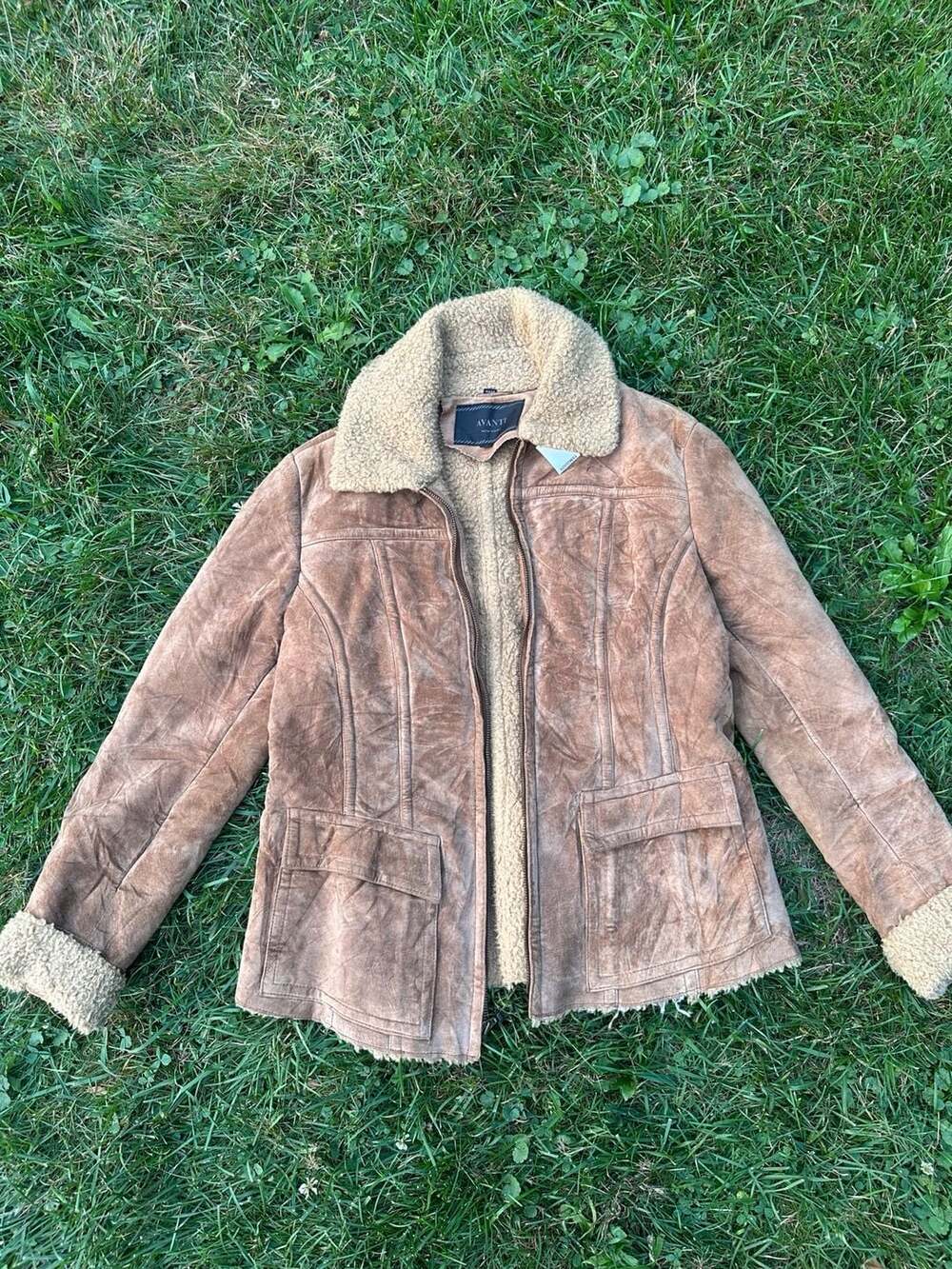 Avanti New York Vintage Suede and Sherpa Faux Fur Lined Jacket